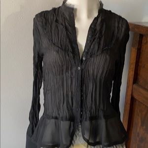 Bella Donna Jenny Leigh sheer Black blouse nwt